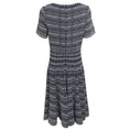 Load image into Gallery viewer, Alaia Navy Blue / White Patterned Viscose Stretch Knit Short Sleeved Flared Dress
