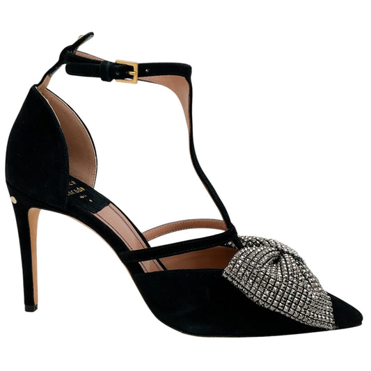 Laurence Dacade Black Suede Faye Pumps with Strass Bow