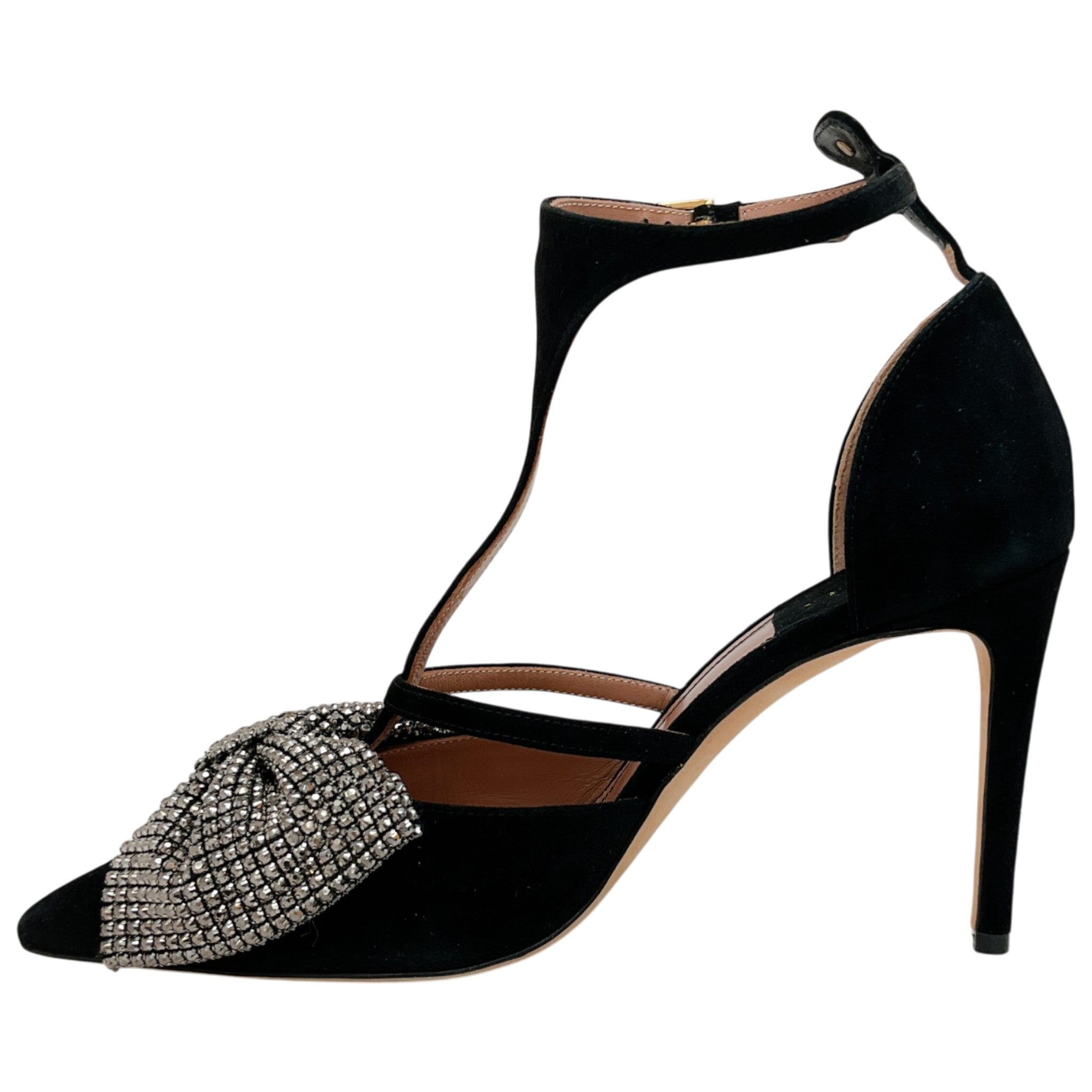 Laurence Dacade Black Suede Faye Pumps with Strass Bow
