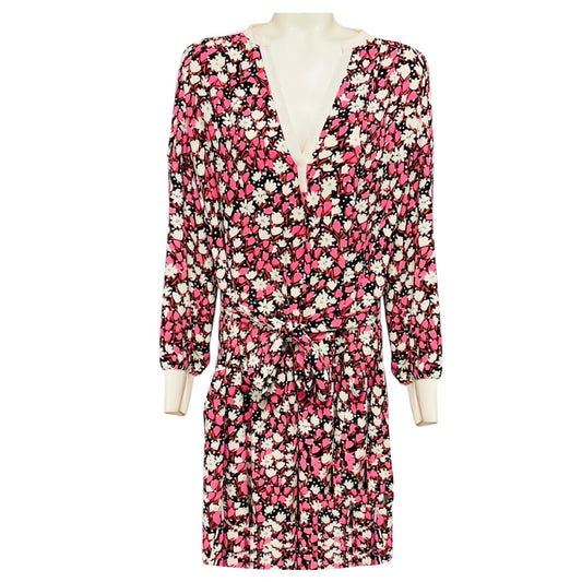 ME + EM Pink / Ivory / Black Multi Floral Printed Dress with Belt