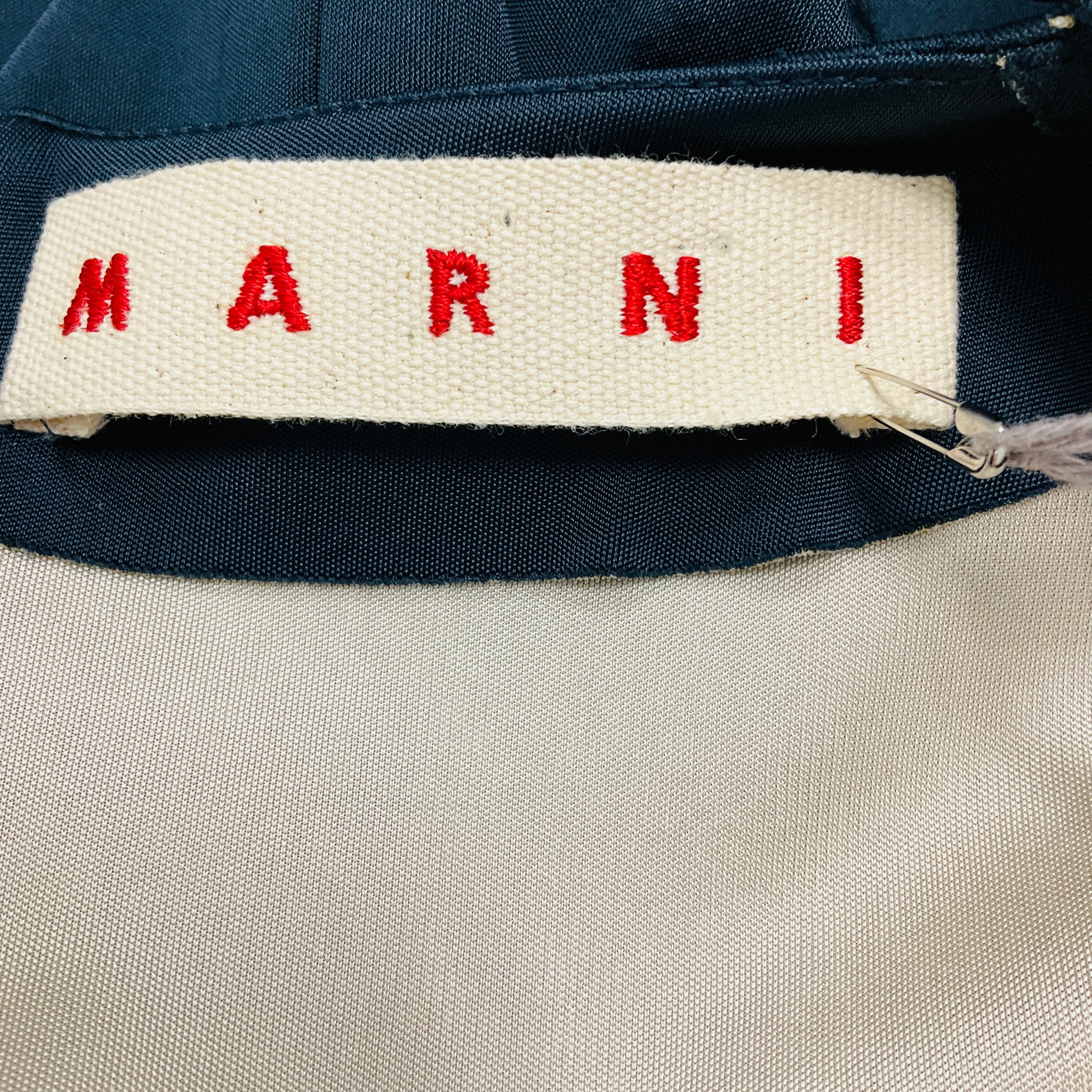 Marni Deep Blue Bonded Viscose Short Sleeved Crew Neck Blouse