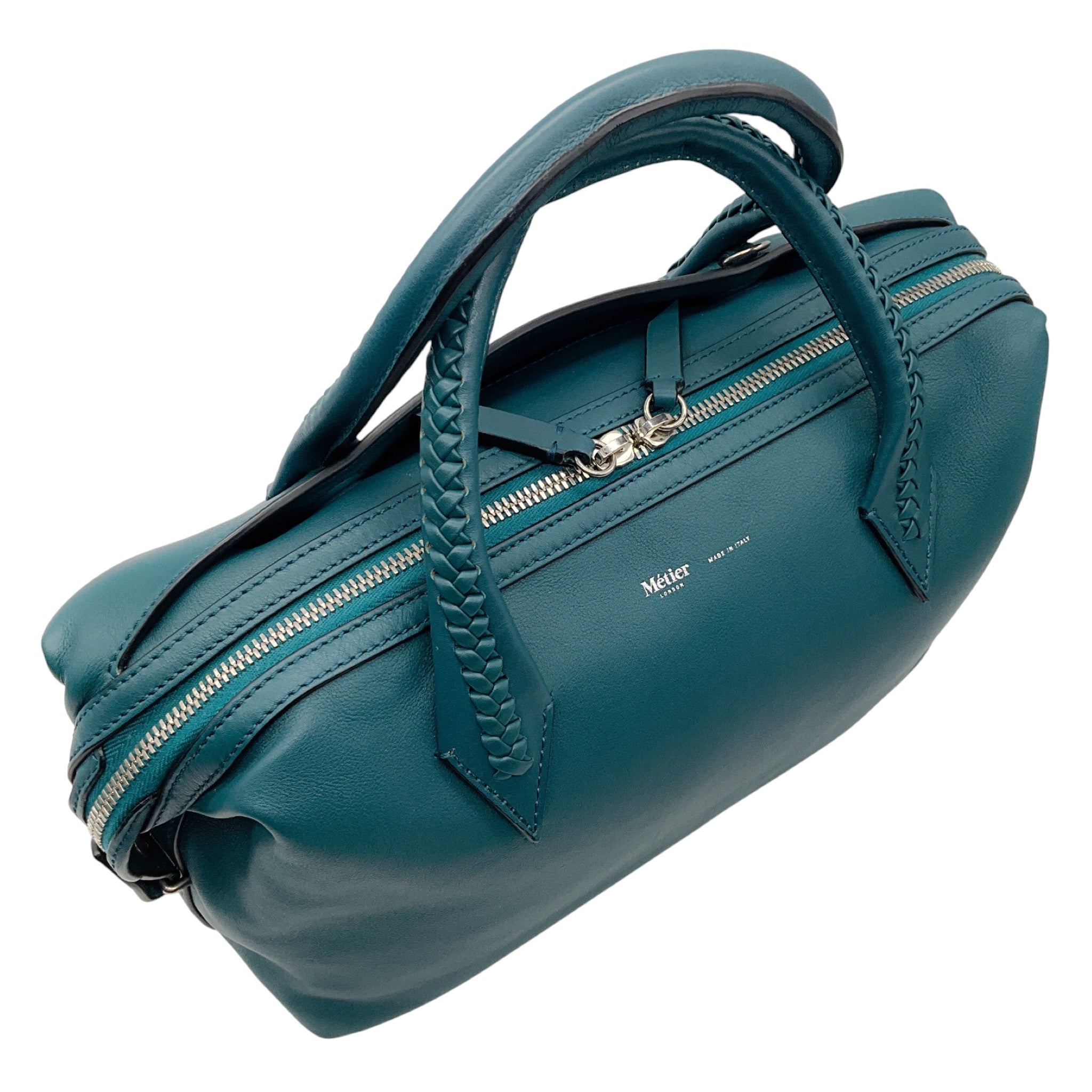 Metier Lost at Sea Teal Blue Verite City Small Handmade Italian Calfskin Leather Handbag