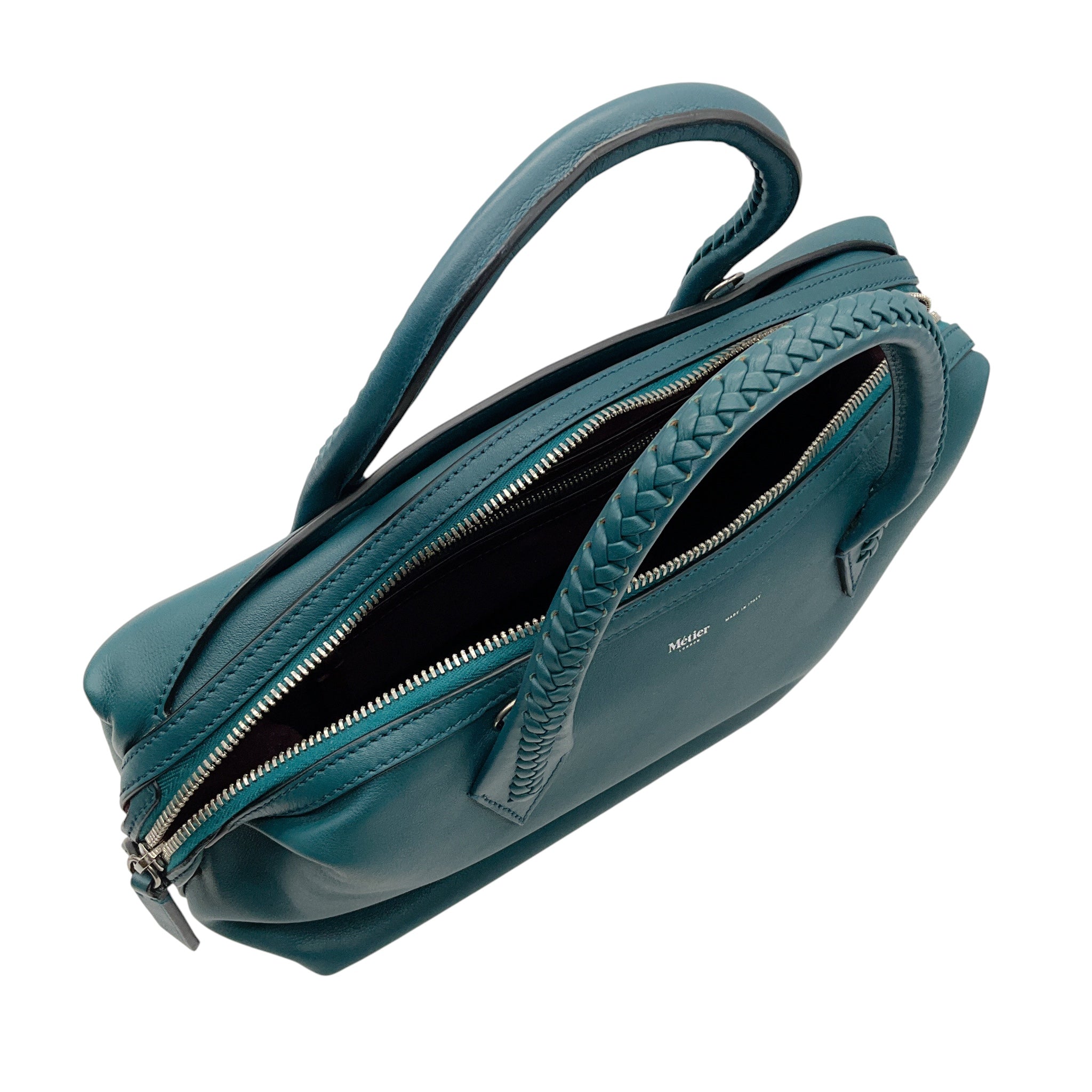 Metier Lost at Sea Teal Blue Verite City Small Handmade Italian Calfskin Leather Handbag