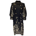 Load image into Gallery viewer, HIGH Black Embroidered Double Breasted Wool Trench Coat
