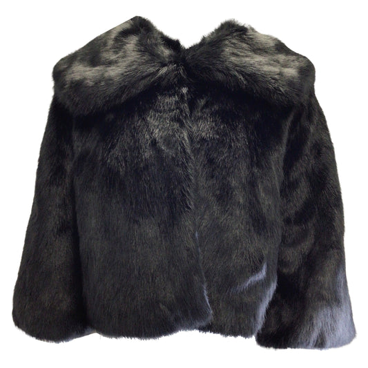 Nili Lotan Black Garbo Faux Fur Coat