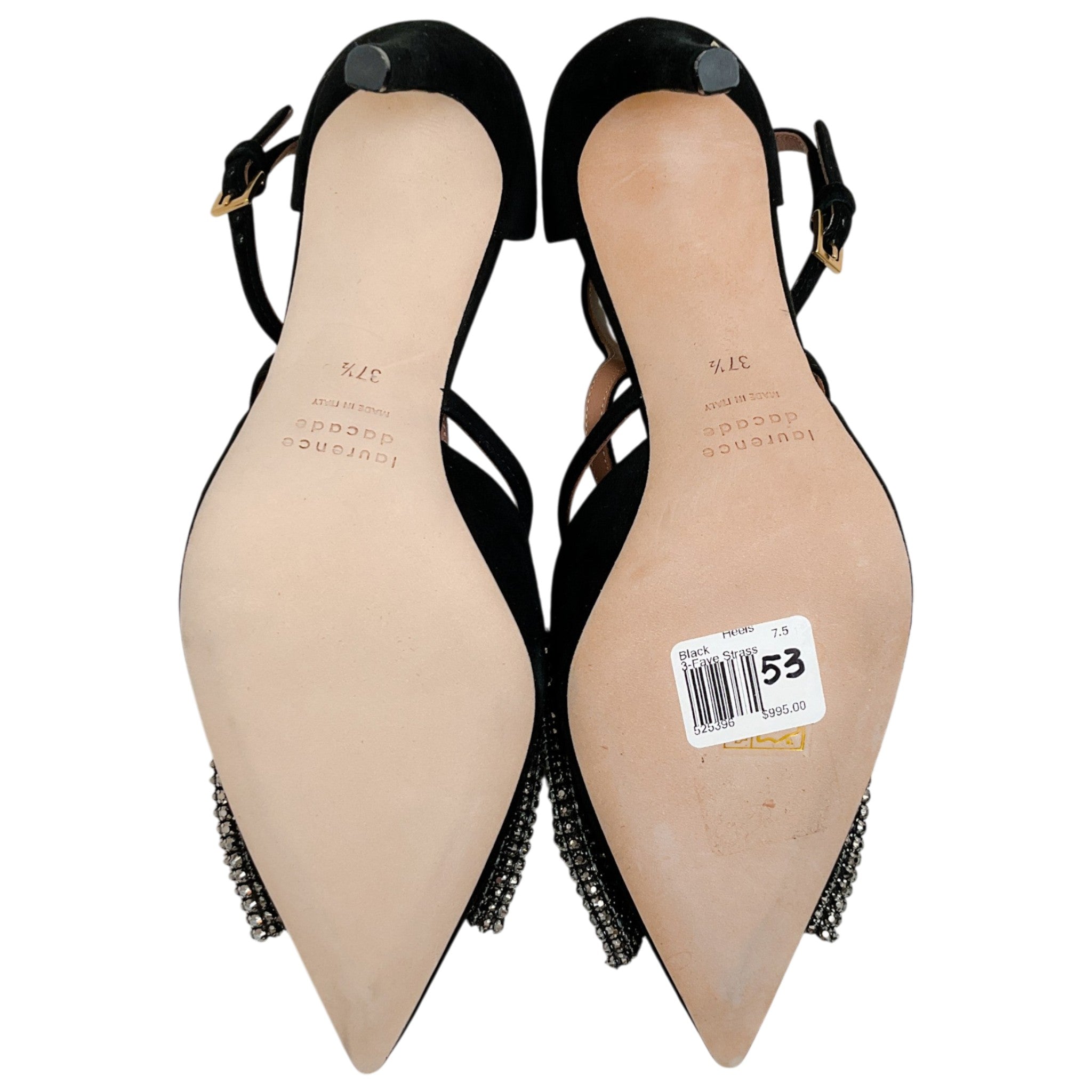 Laurence Dacade Black Suede Faye Pumps with Strass Bow