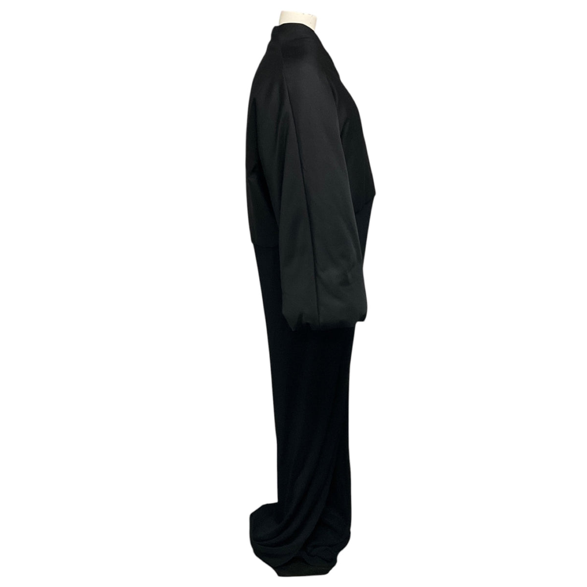 Alaia Black Noir Wool and Silk Bi-Fabric Coat with Long Knit Dress Train