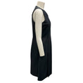 Load image into Gallery viewer, Tomas Maier Navy Blue Sleeveless V-Neck Leather Dress
