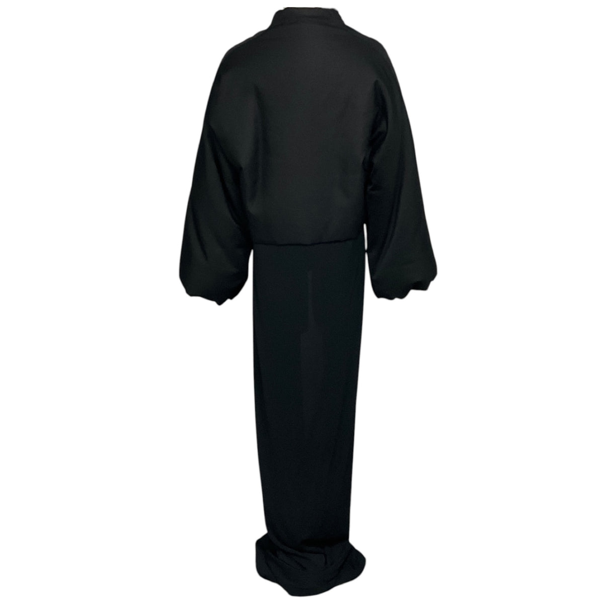 Alaia Black Noir Wool and Silk Bi-Fabric Coat with Long Knit Dress Train