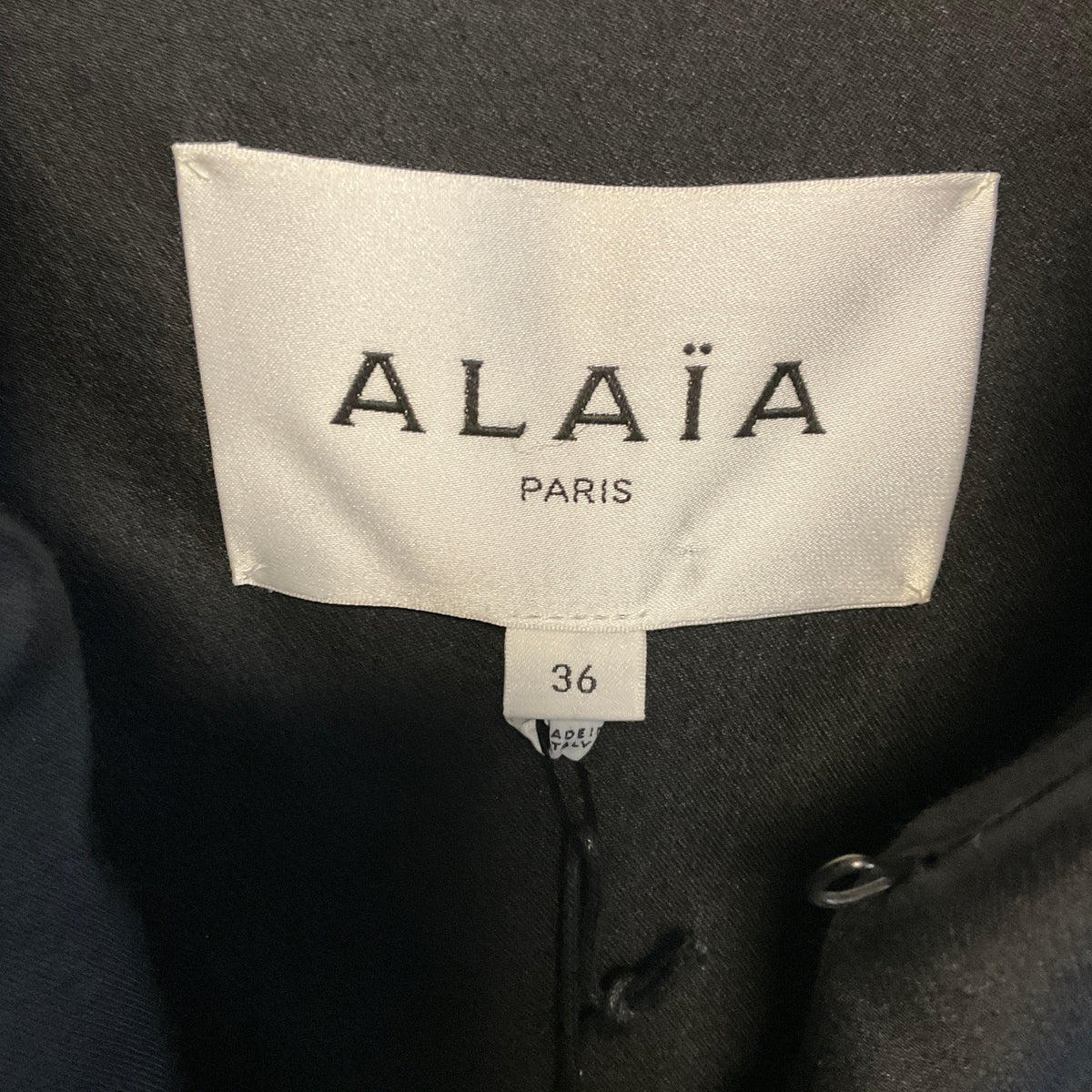 Alaia Black Noir Wool and Silk Bi-Fabric Coat with Long Knit Dress Train