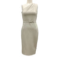 Load image into Gallery viewer, Ralph Lauren Collection Grey Belted One Shoulder Wool Dress
