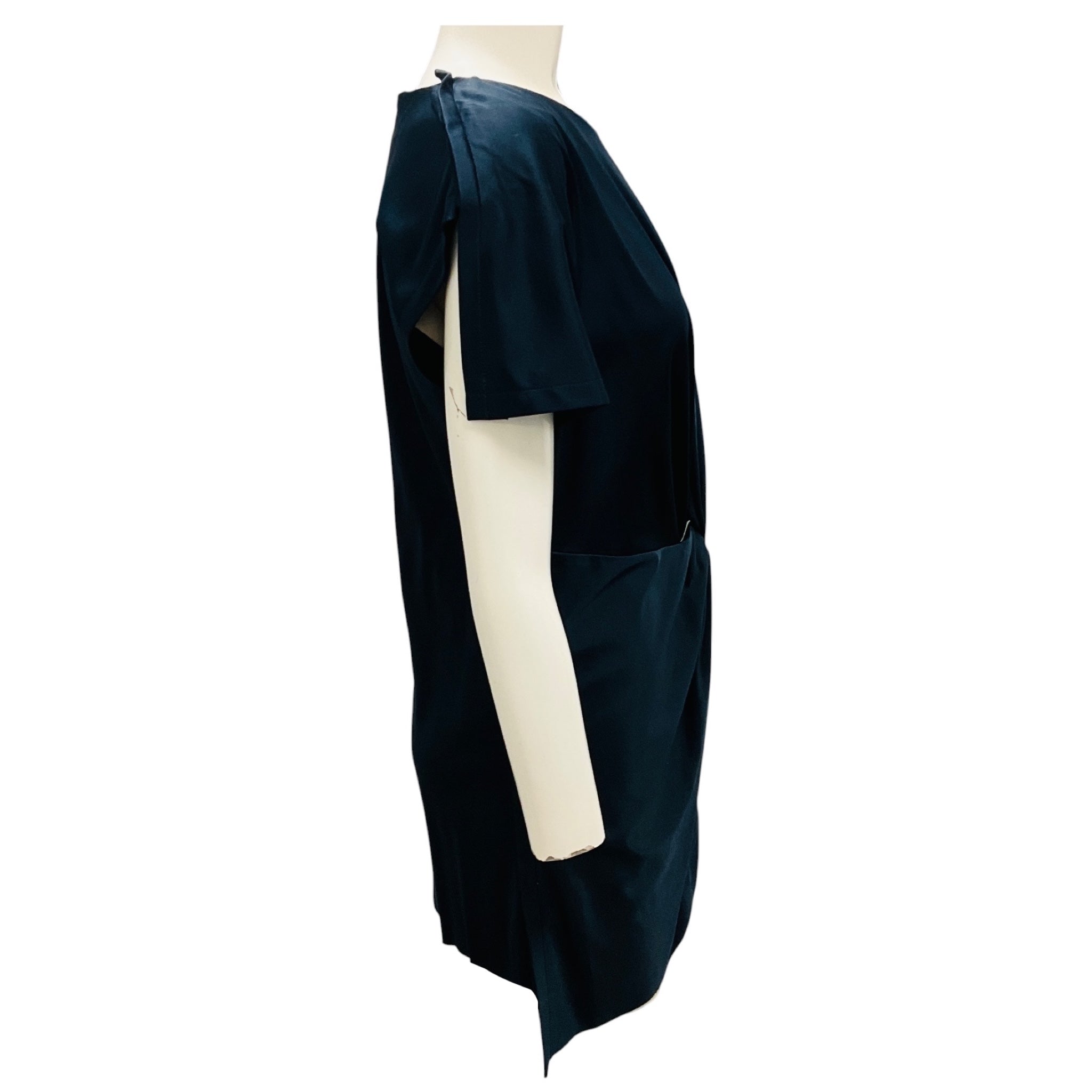 Marni Deep Blue Bonded Viscose Short Sleeved Crew Neck Blouse