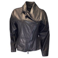 Load image into Gallery viewer, Giorgio Armani Black Bow Detail Moto Zip Leather Jacket
