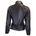 Load image into Gallery viewer, Giorgio Armani Black Bow Detail Moto Zip Leather Jacket
