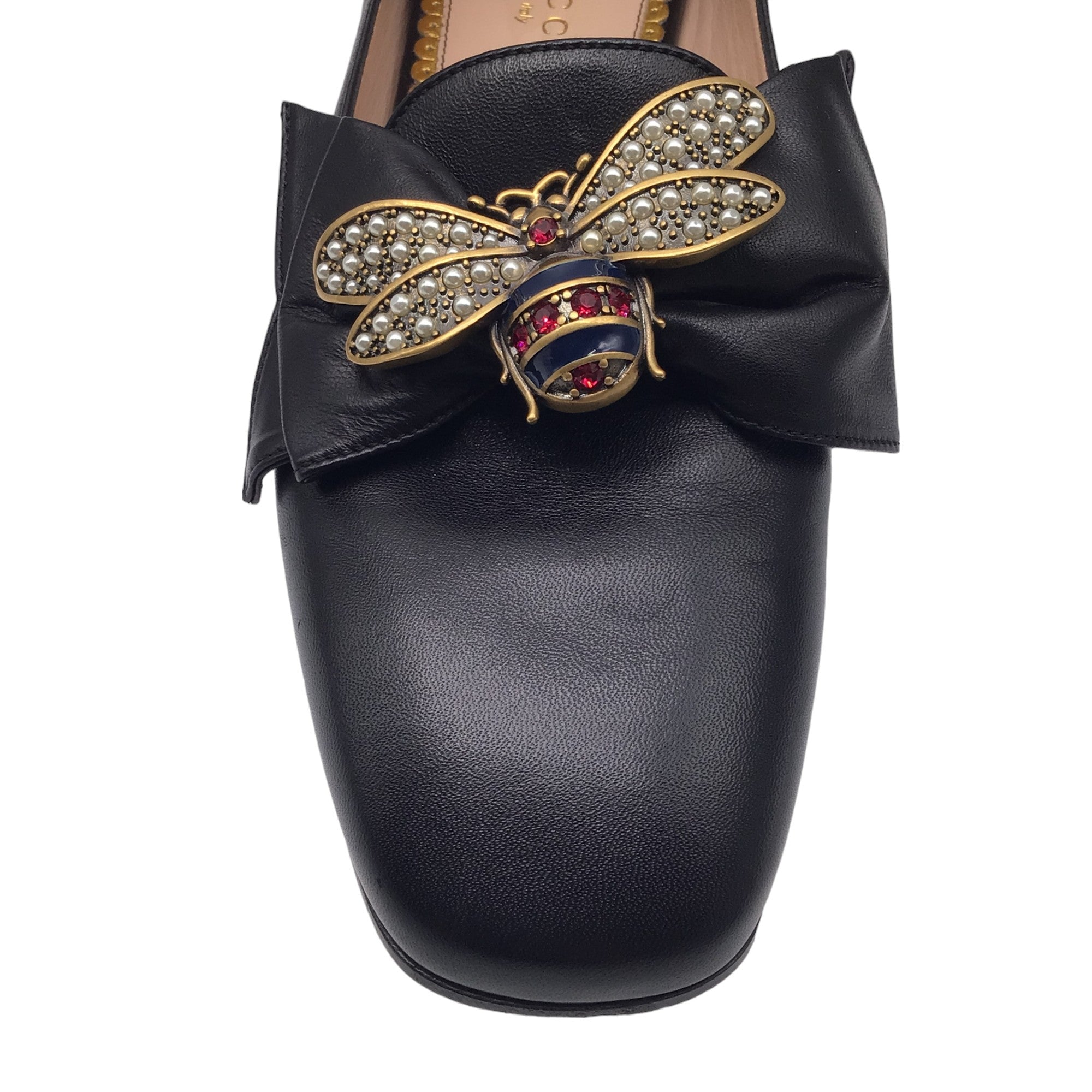 Gucci Black Queen Margaret Nappa Calfskin Leather Loafers