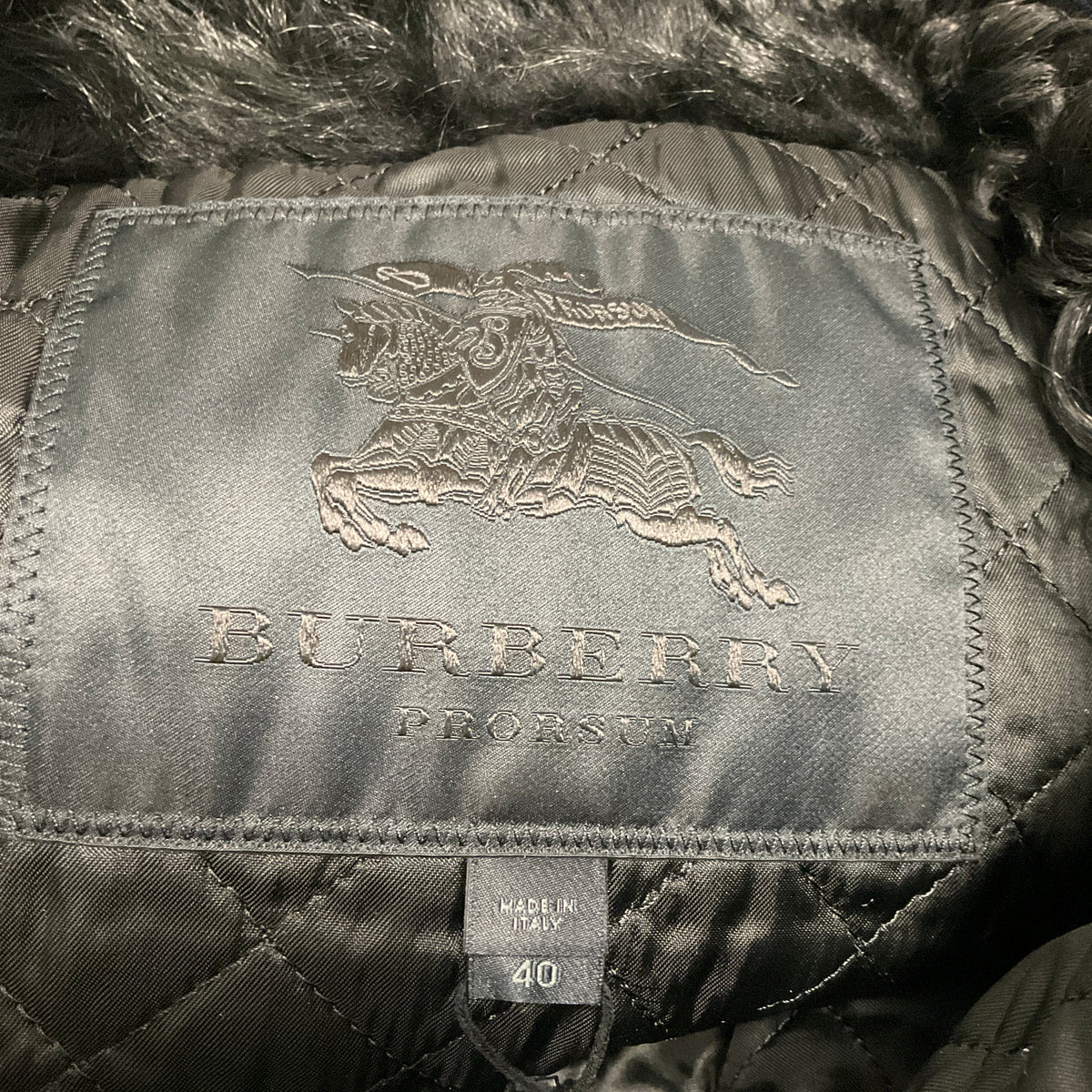 Burberry Prorsum Blue / Black Fur Trimmed Velvet Jacquard Jacket