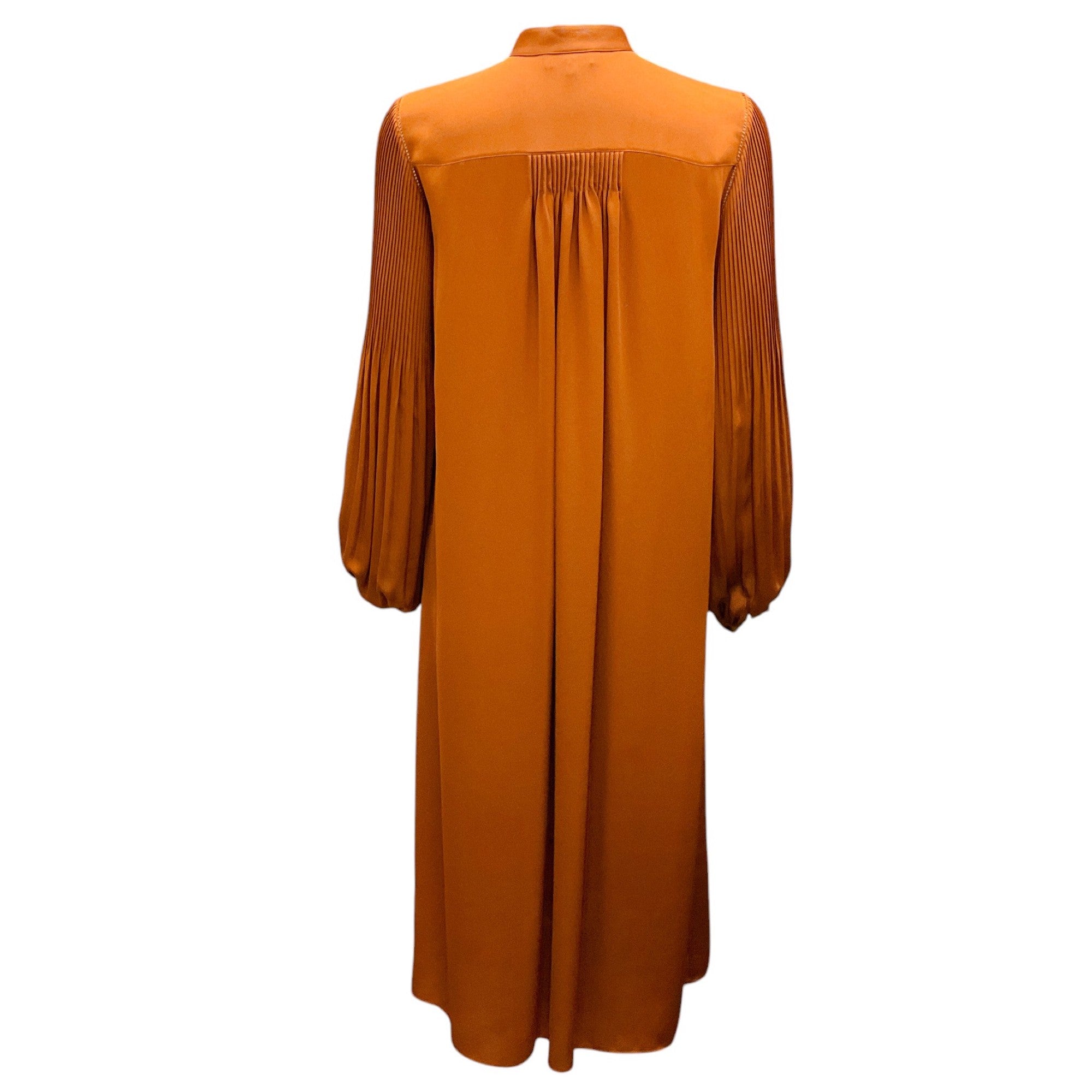 Lafayette 148 New York Copper Pleated Long Sleeved Midi Dress