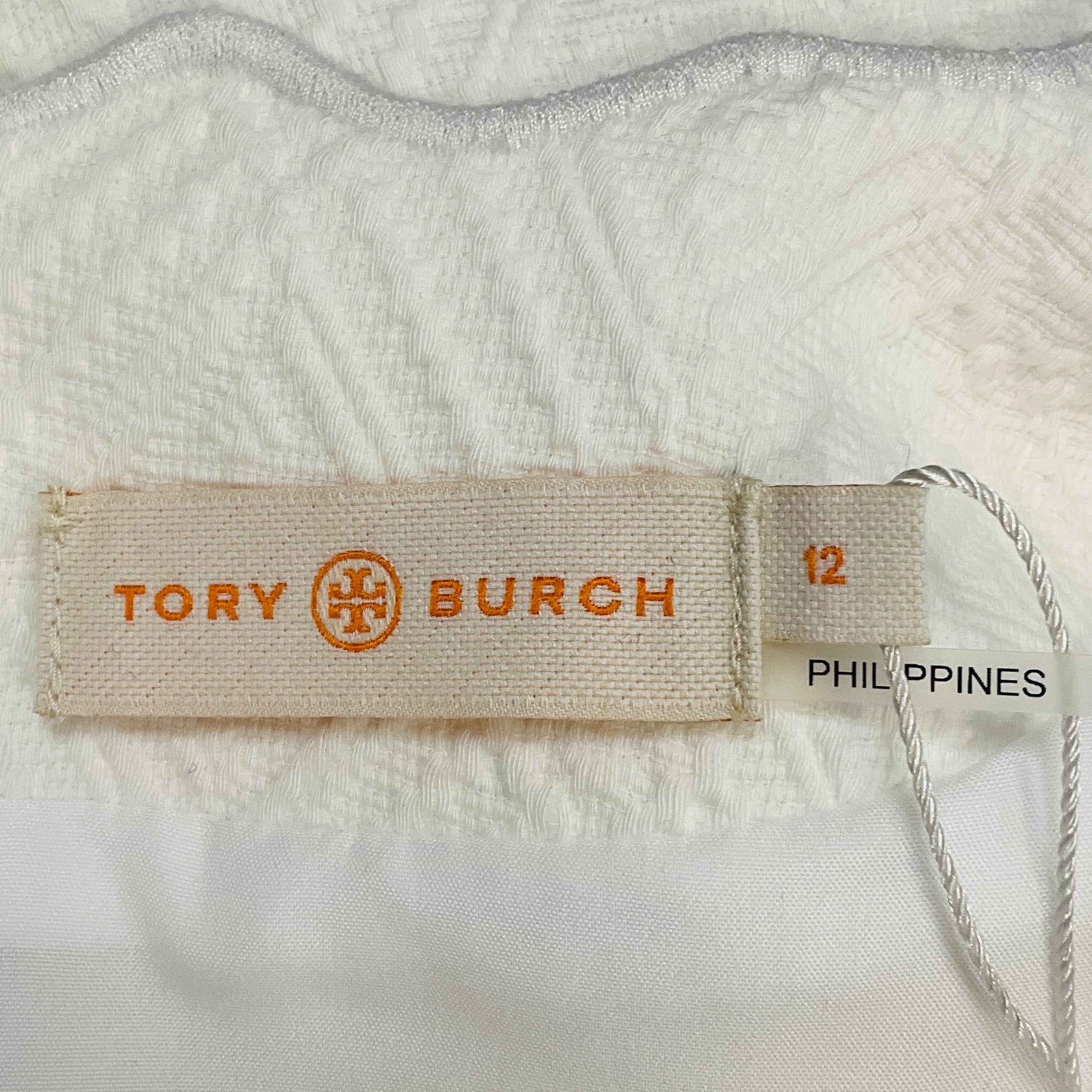 Tory Burch White Bailey Scalloped Jacquard Dress