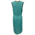 Load image into Gallery viewer, Marni Teal Silk Sleeveless Pleated Front Dress with Black Trim
