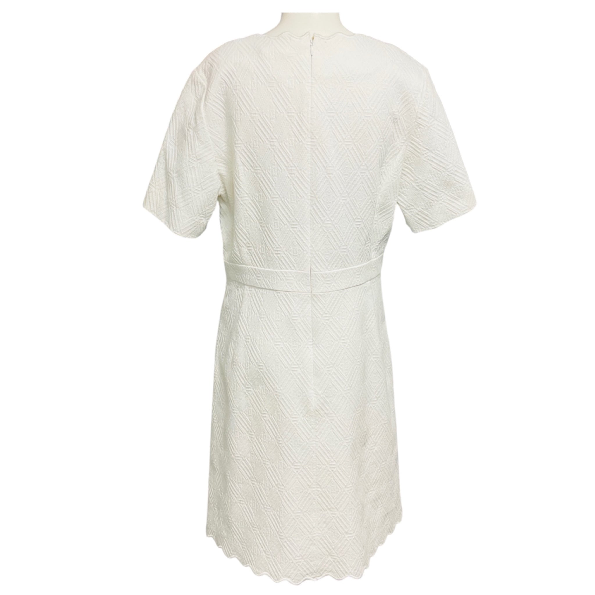 Tory Burch White Bailey Scalloped Jacquard Dress