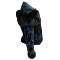 Load image into Gallery viewer, Burberry Prorsum Blue / Black Fur Trimmed Velvet Jacquard Jacket
