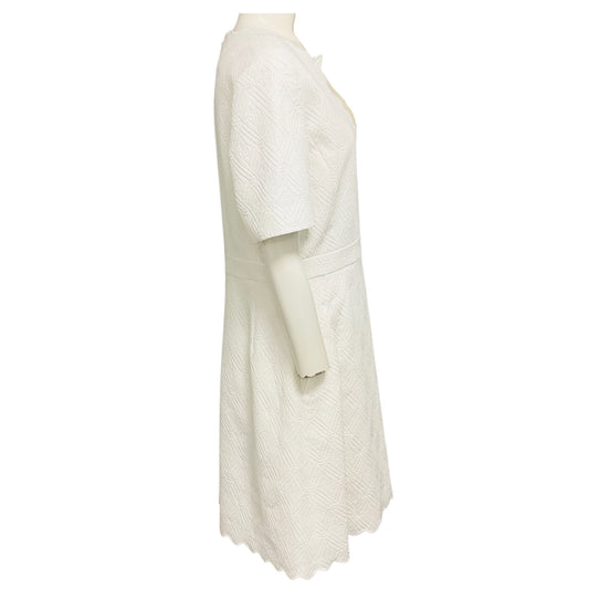 Tory Burch White Bailey Scalloped Jacquard Dress