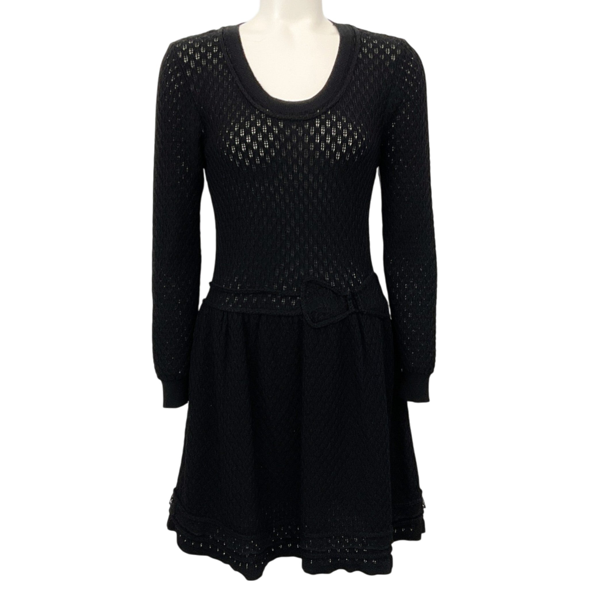 RED Valentino Black Wool Crochet Knit Dress
