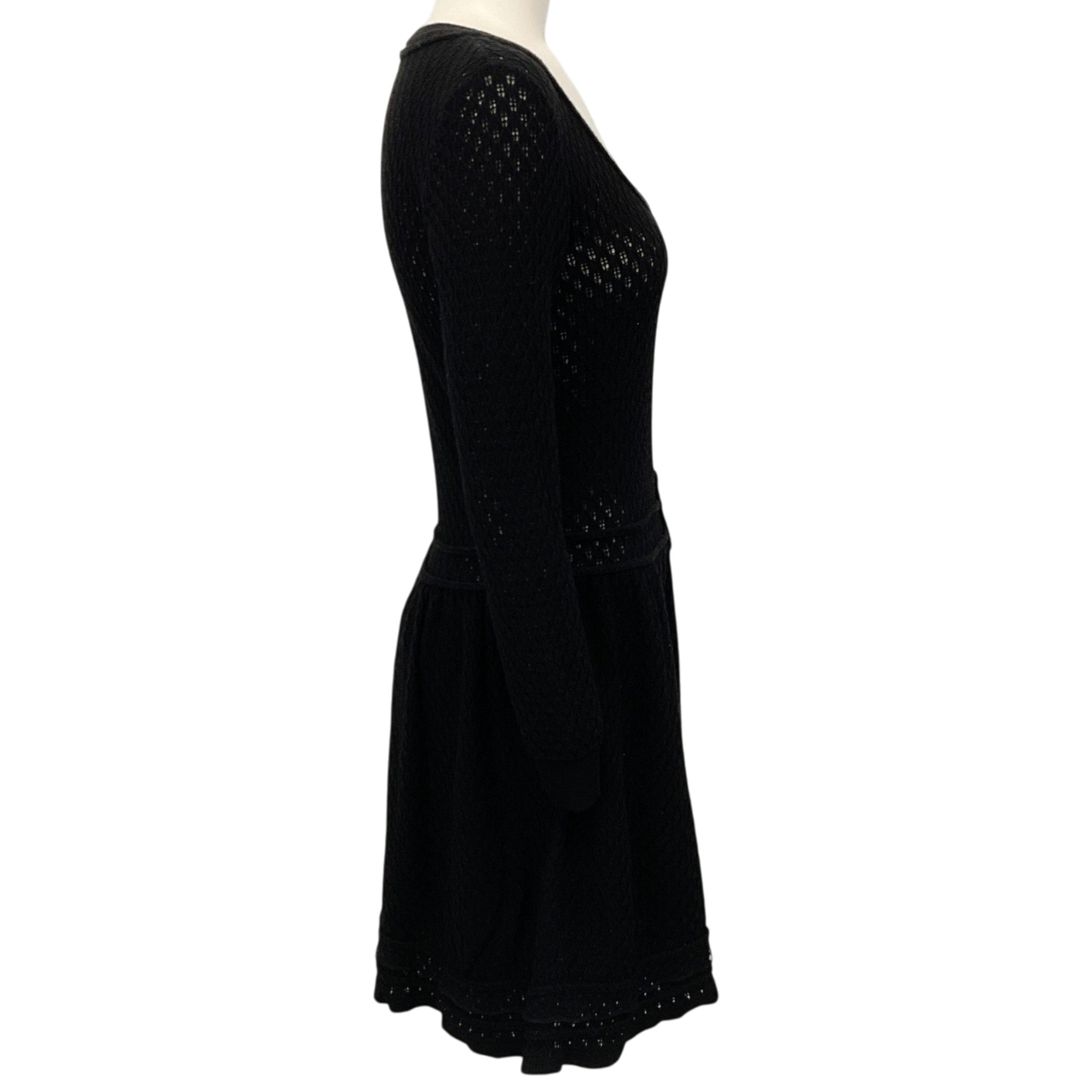 RED Valentino Black Wool Crochet Knit Dress