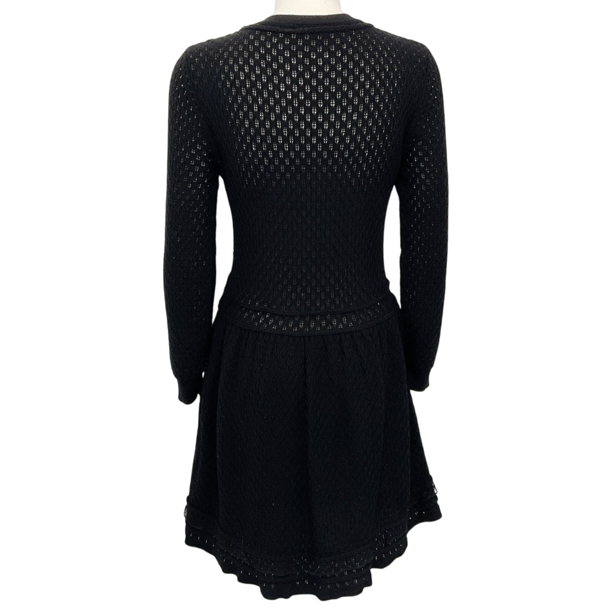 RED Valentino Black Wool Crochet Knit Dress