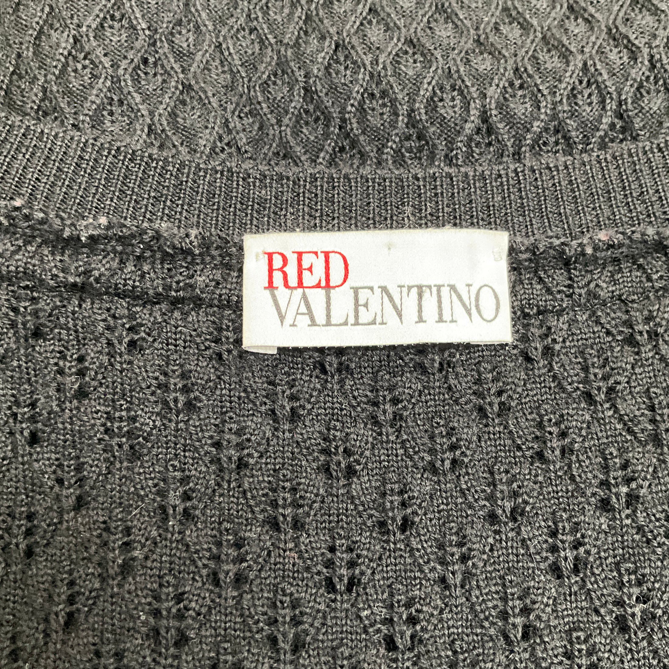 RED Valentino Black Wool Crochet Knit Dress