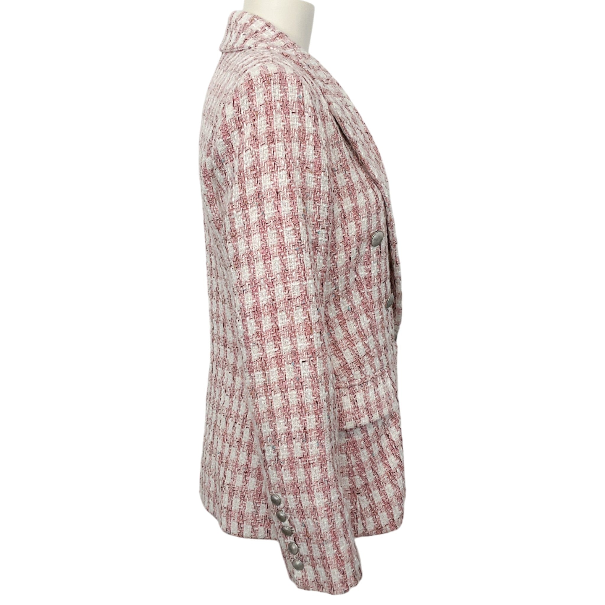 L'Agence Pink / White Kenzie Tweed Blazer