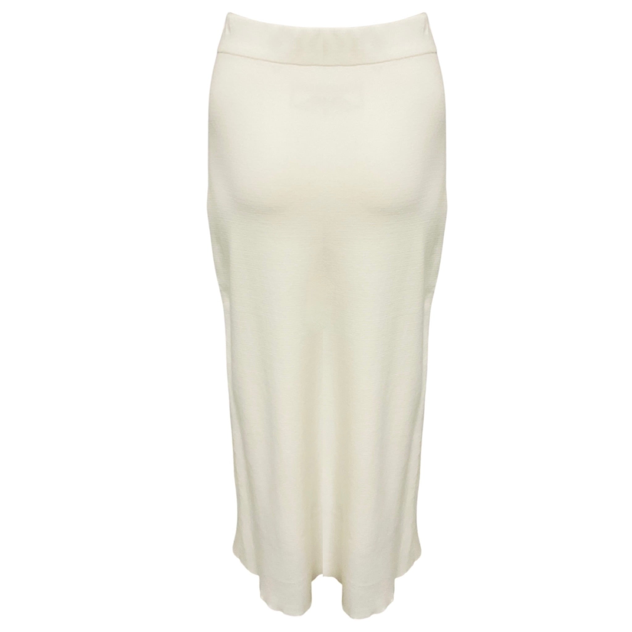 Lars Andersson White Organic Cotton Knit Midi Skirt