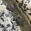 Load image into Gallery viewer, Chanel Ivory / Black / Grey 2009 Ribbon Trimmed Boucle Tweed Jacket
