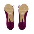 Load image into Gallery viewer, Valentino Purple Bow Detail Open Toe Suede Pumps
