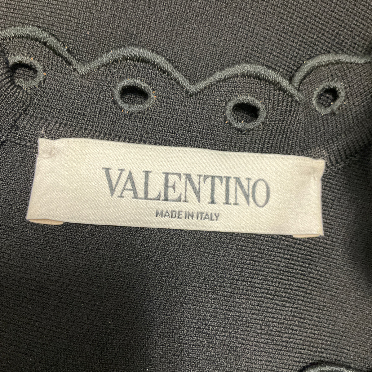 Valentino Black Cut Out Neck Short Sleeved Flared Knit Dress