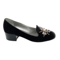 Load image into Gallery viewer, Rene Caovilla Grey Pearl and Crystal Embellished Velvet Loafers
