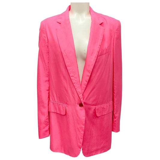 Dries Van Noten Hot Pink Crinkled Silk Blazer