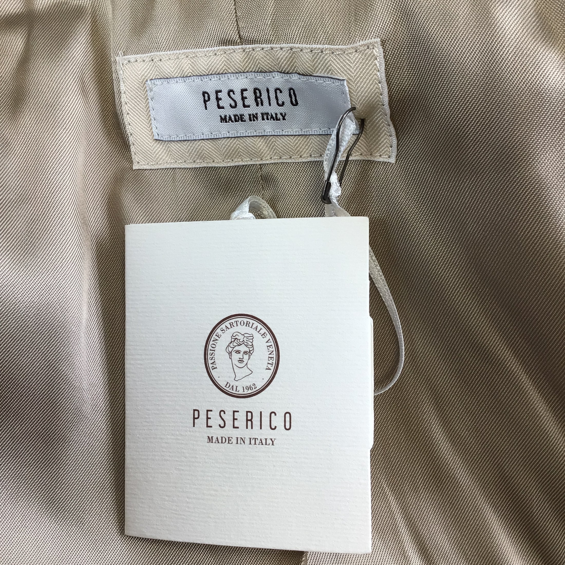 Peserico Beige / Silver Monili Beaded Detail One-Button Linen Blazer