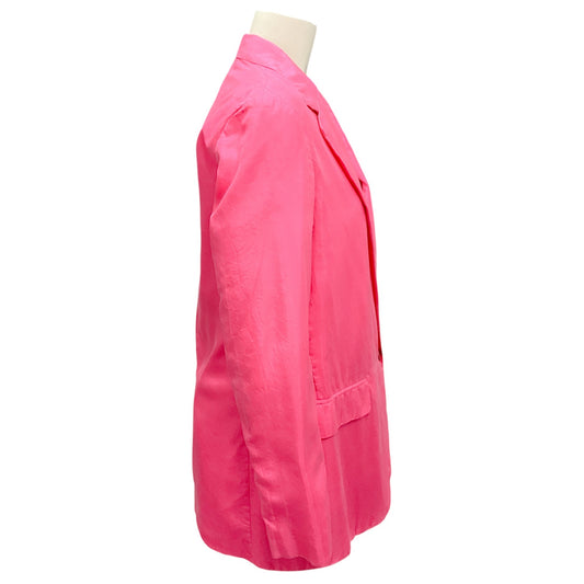 Dries Van Noten Hot Pink Crinkled Silk Blazer