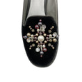 Load image into Gallery viewer, Rene Caovilla Grey Pearl and Crystal Embellished Velvet Loafers
