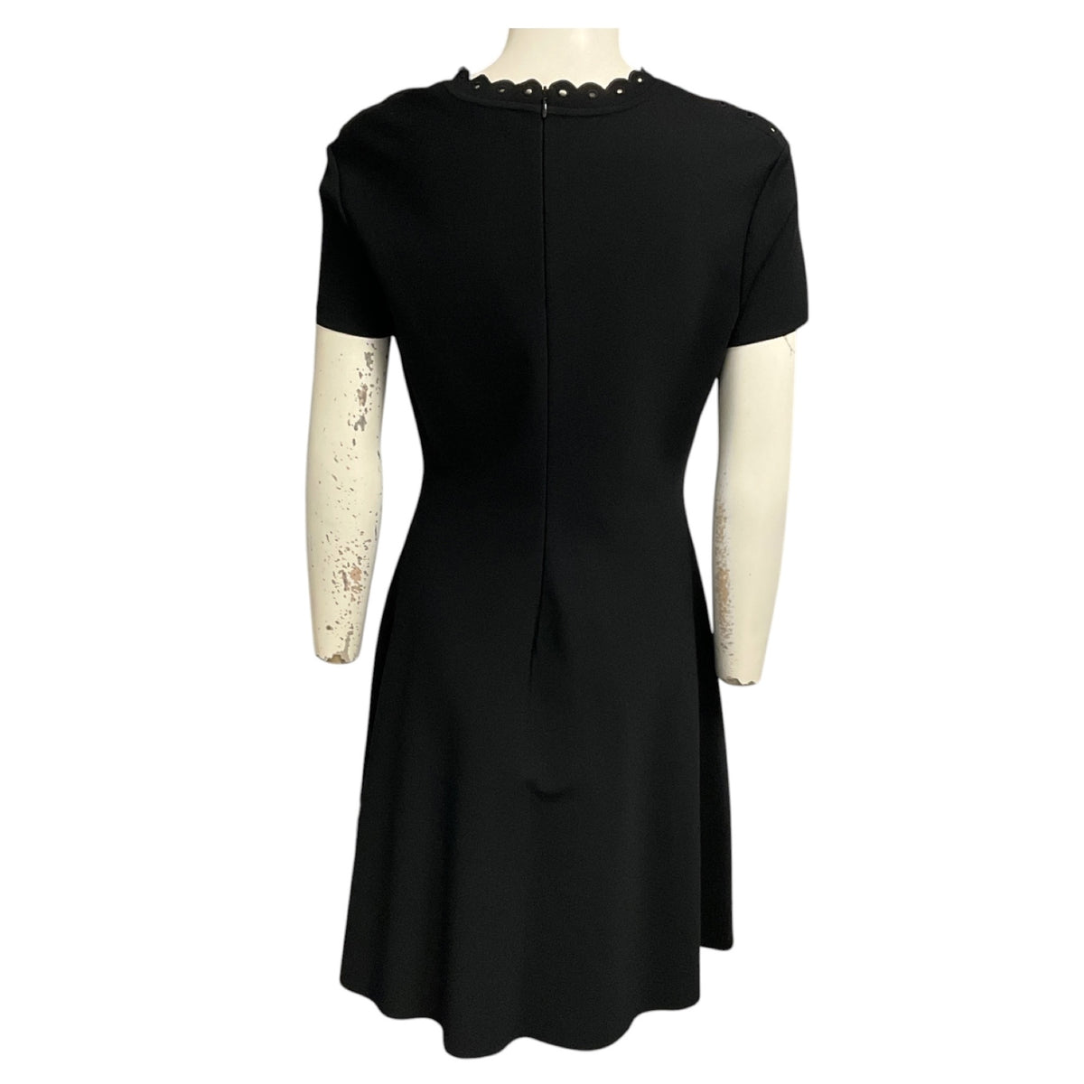 Valentino Black Cut Out Neck Short Sleeved Flared Knit Dress