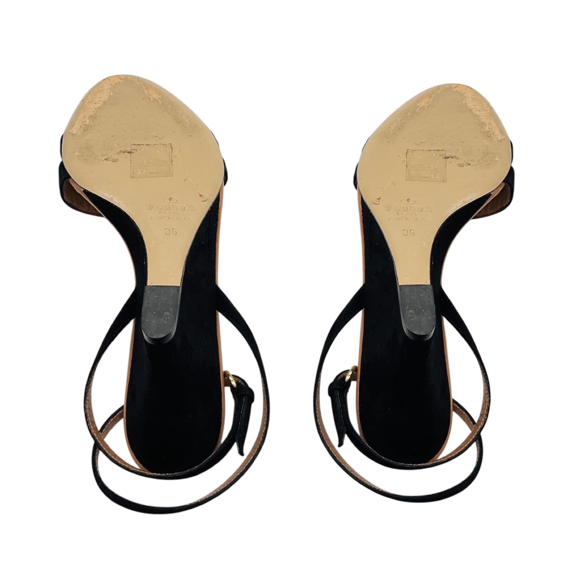 Valentino Black / Nude Suede and Mesh Tulle Ankle Strap Wedge Sandals