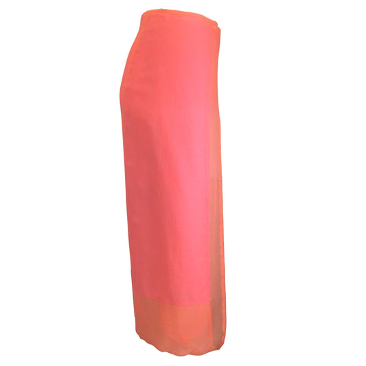 Dries van Noten Pink and Salmon Two-Tone Silk Wrap Skirt