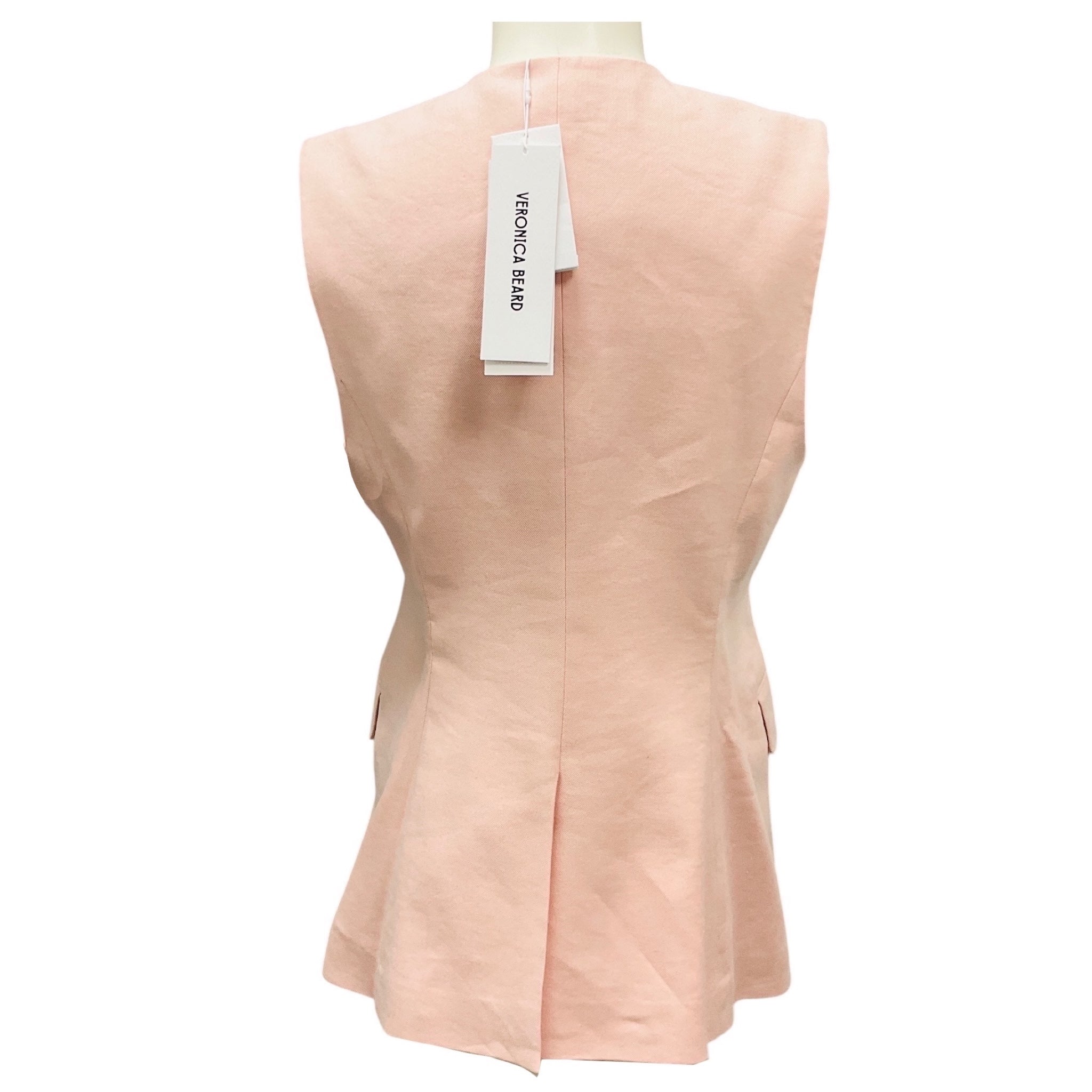 Veronica Beard Pink Shell Lois Linen Vest Top