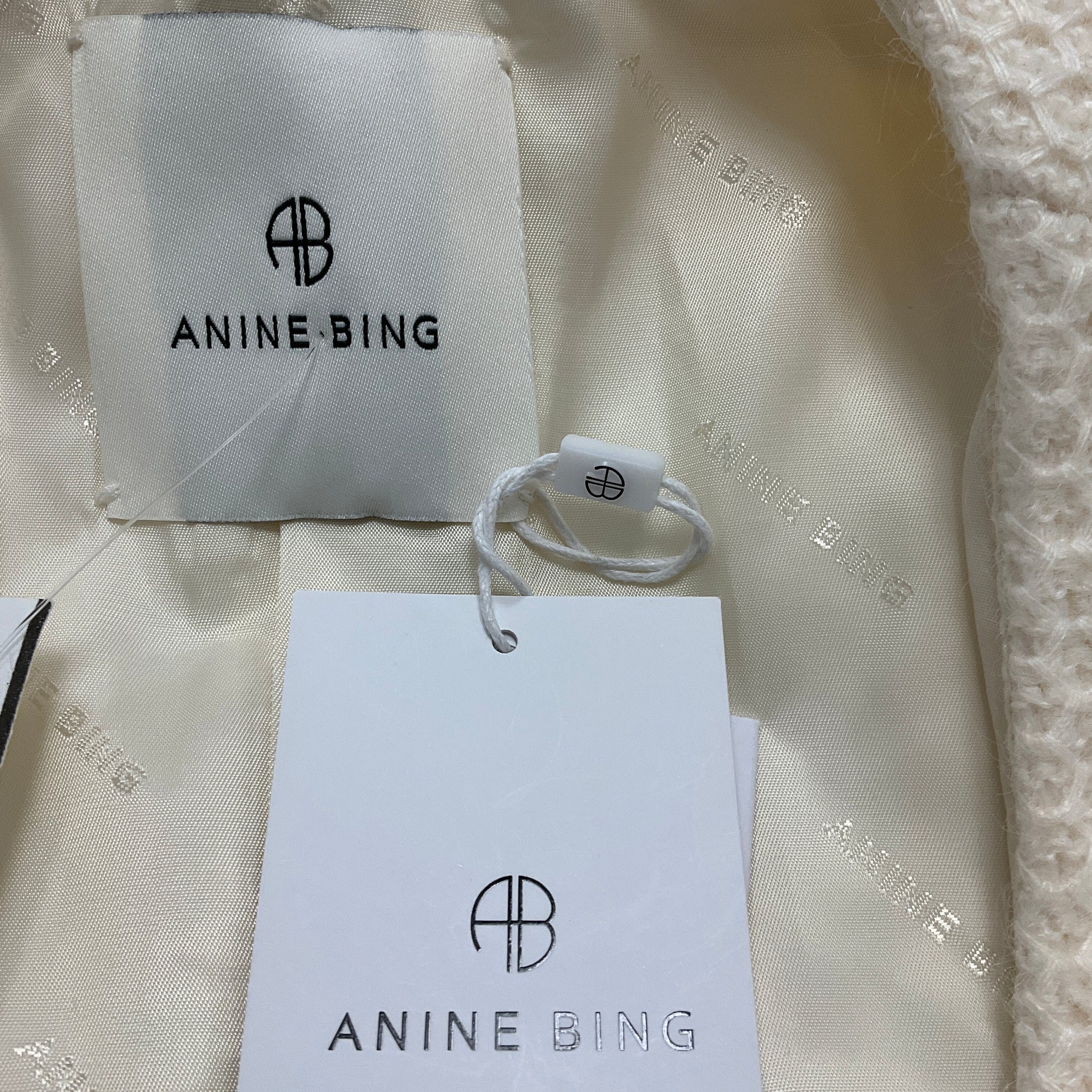 Anine Bing Ivory Annita Button Front Tweed Jacket