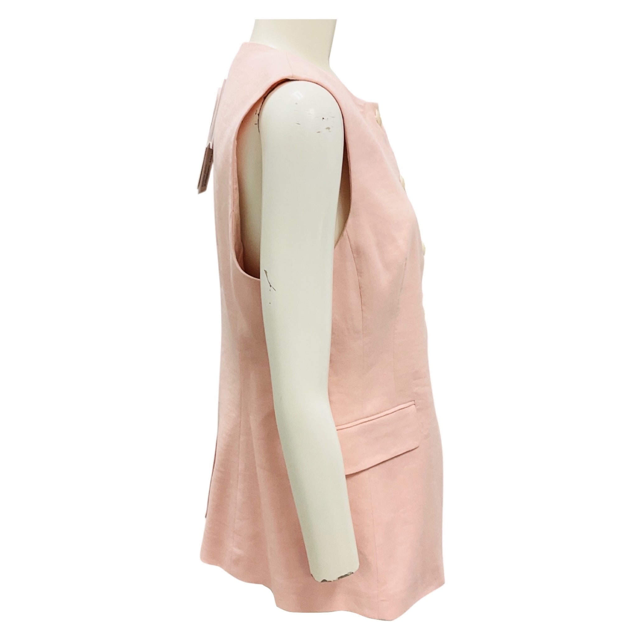 Veronica Beard Pink Shell Lois Linen Vest Top