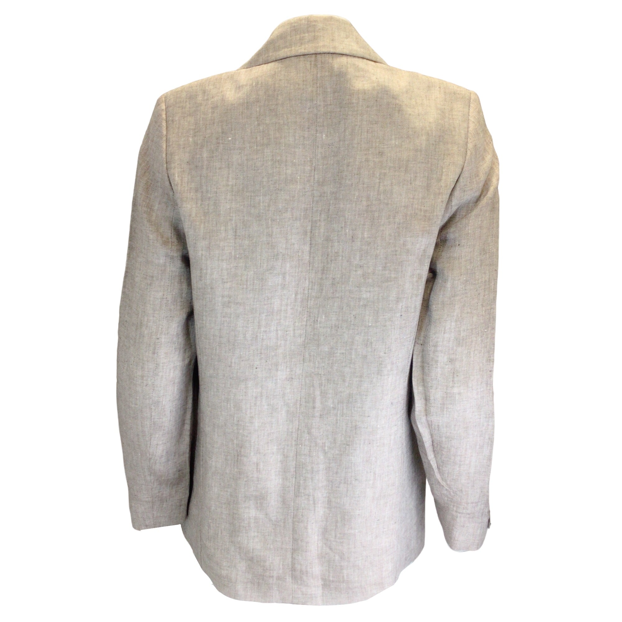 Peserico Beige / Silver Monili Beaded Detail One-Button Linen Blazer
