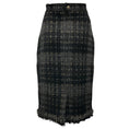 Load image into Gallery viewer, Chanel Black / Charcoal Grey / Silver / Gold Metallic 2008 Wool Tweed Skirt
