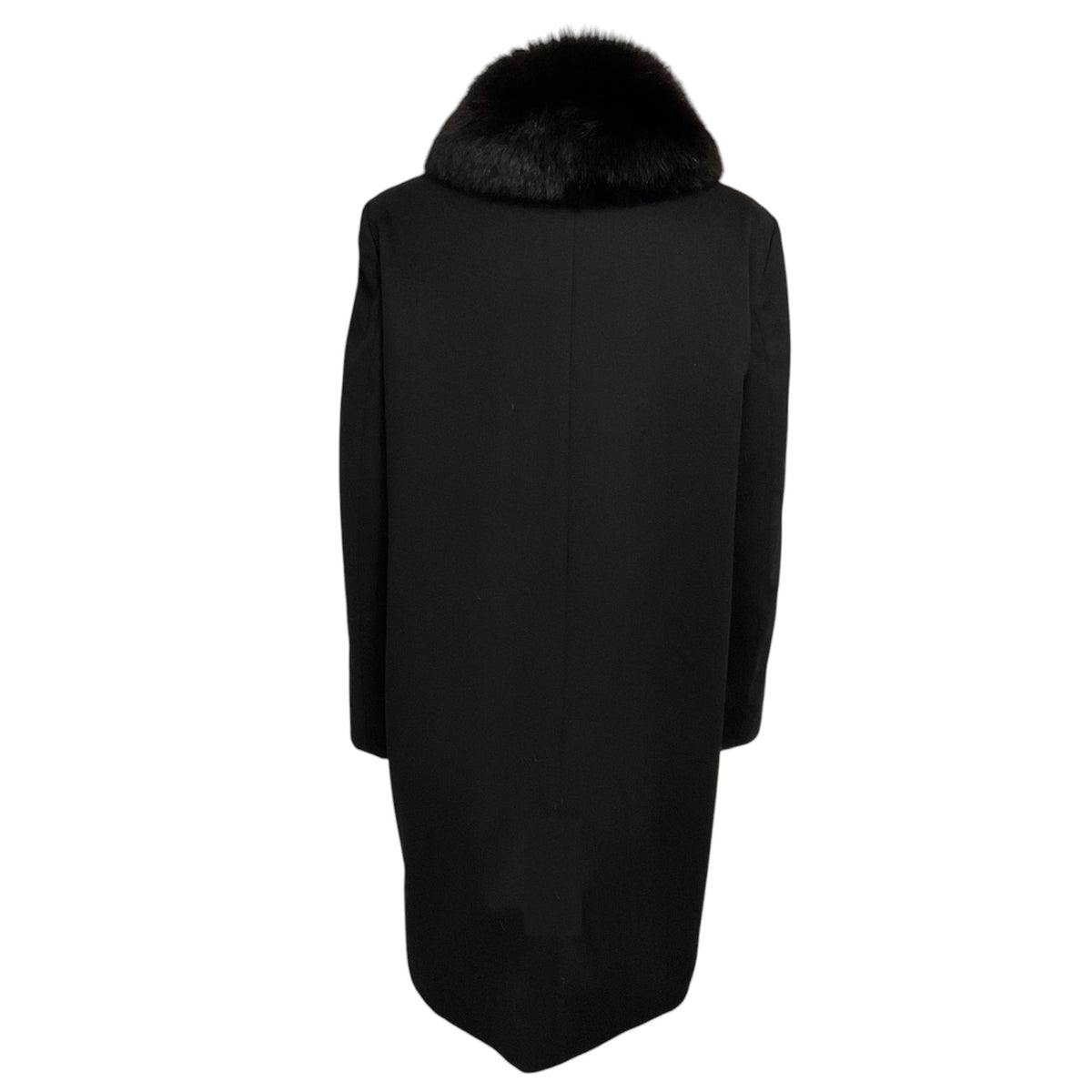 Loro Piana Black Storm System Rain & Wind Protection Cashmere Coat with Fox Fur Collar