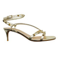 Load image into Gallery viewer, Valentino Gold Metallic Rockstud Leather Ankle Strap Sandals
